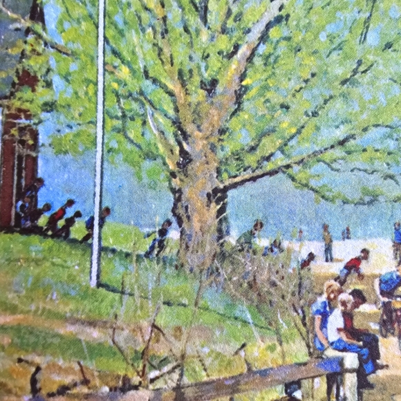 1959 Norman Rockwell American Print on Paper "Children in School Yard" 11x11 - Picture 6 of 11